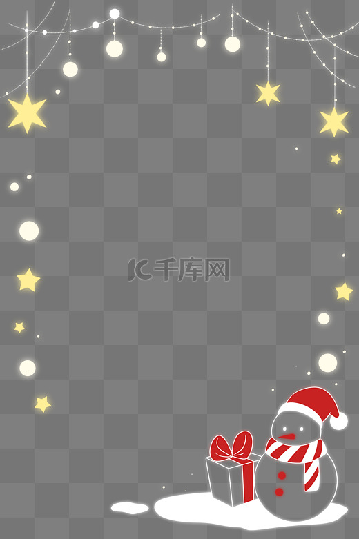 圣诞荧光雪人边框图片
