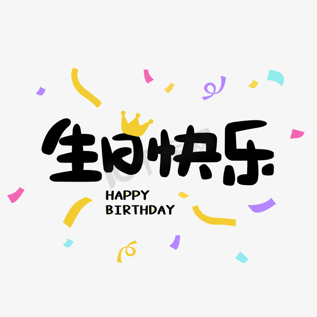 生日快乐卡通可爱标题字字体设计图片