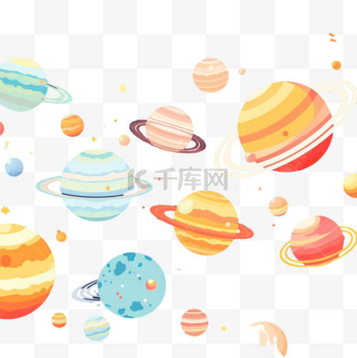 带有行星的卡通星系背景图片