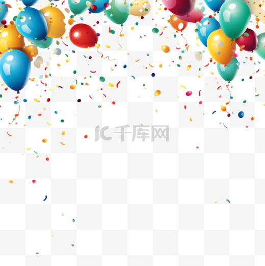 生日快乐祝贺横幅设计与五彩纸屑气球为派对节日背景图片