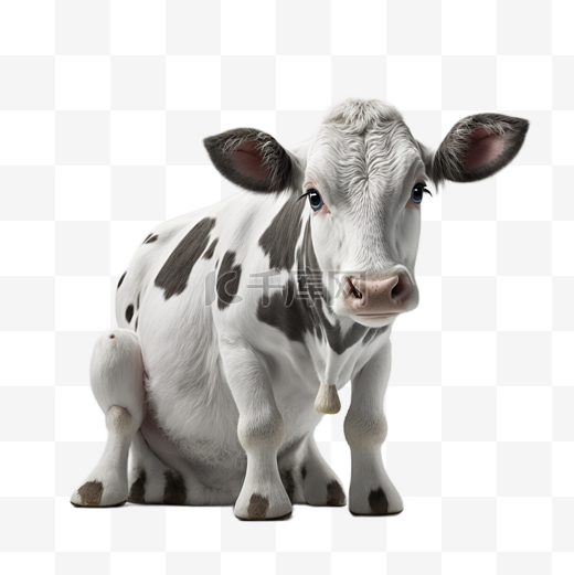 奶牛动物可爱白底透明图片