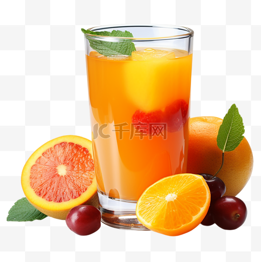 鲜榨果汁营养健康透明图片
