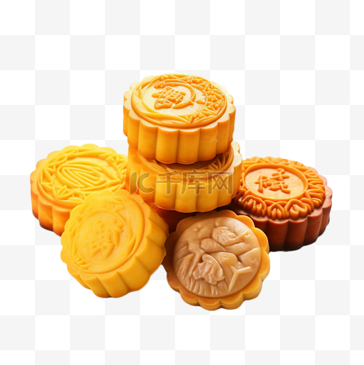 中秋节月饼黄色糕点美食真实效果图片