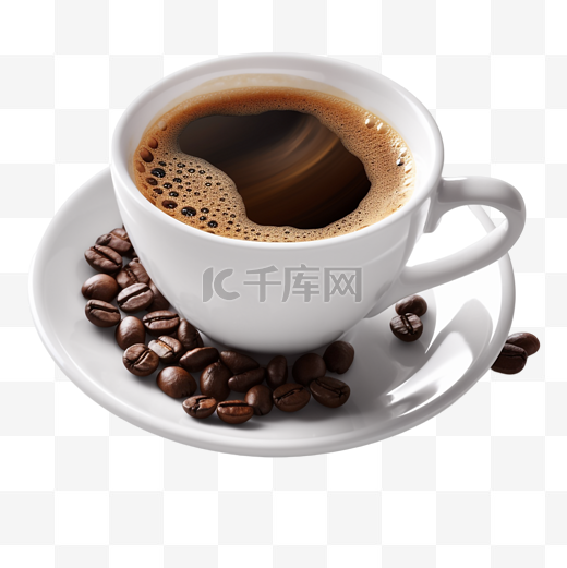 美式咖啡咖啡豆白底透明图片