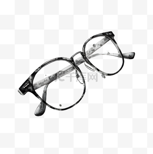 眼镜框黑白插画图片