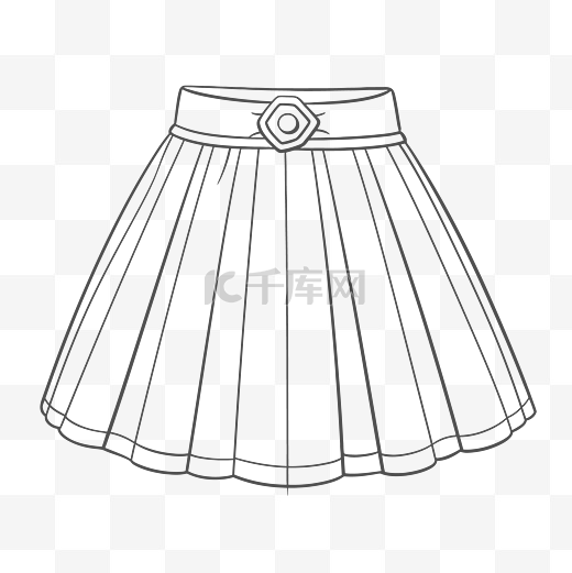 画一条带腰带轮廓草图的裙子 向量图片