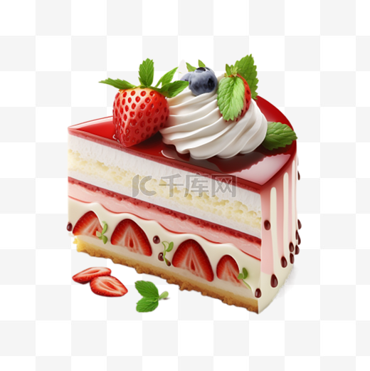 水果草莓奶油蛋糕实物图图片