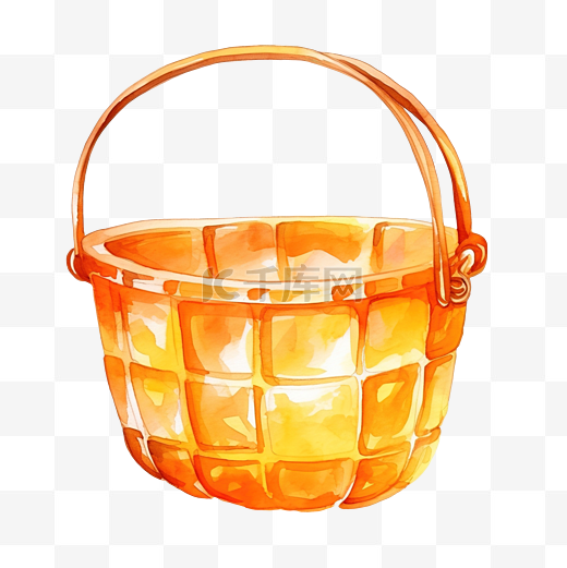 水彩糖果篮 橙色玻璃篮串在绳子上，用于收集万圣节糖果图片