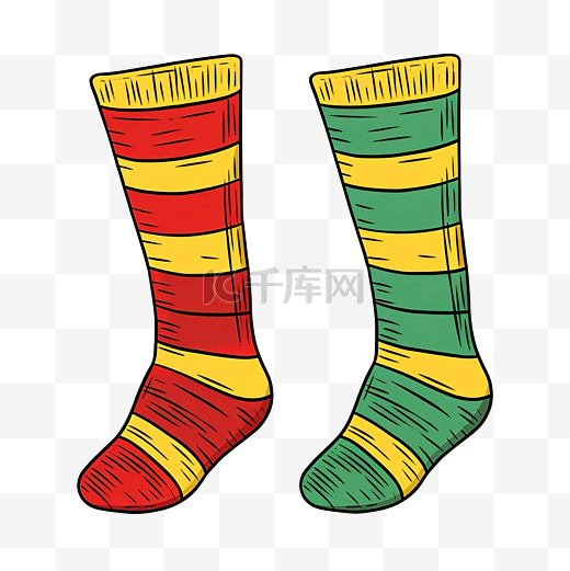 袜子绿色黄色红色绘图图片