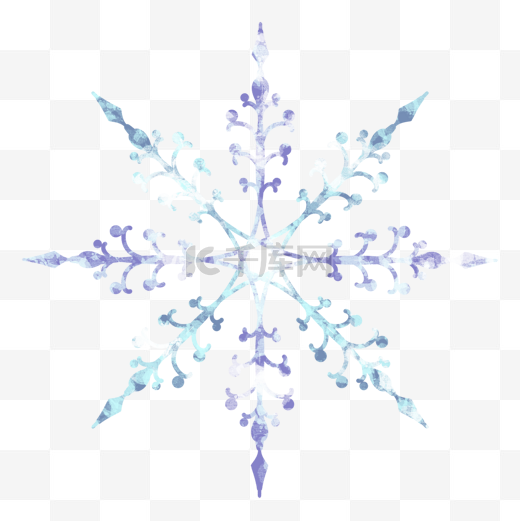 冬季圣诞节卡通蓝色单片雪花纹理图片