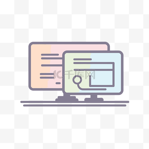 显示器屏幕和键盘计算机概述图标 向量图片