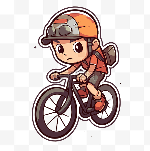 卡通骑自行车的人贴纸矢量图图片