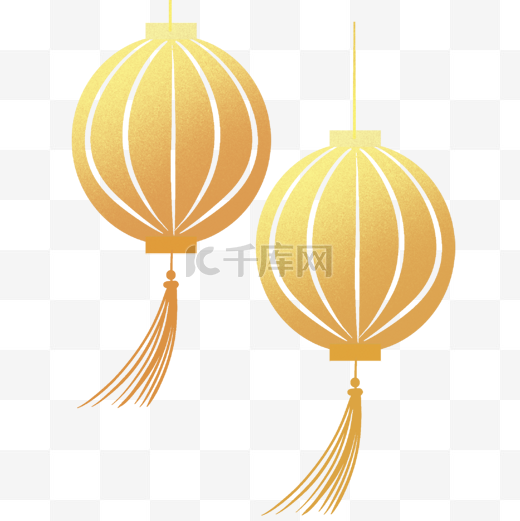 春节兔年中国新年金色镂空灯笼装饰图片