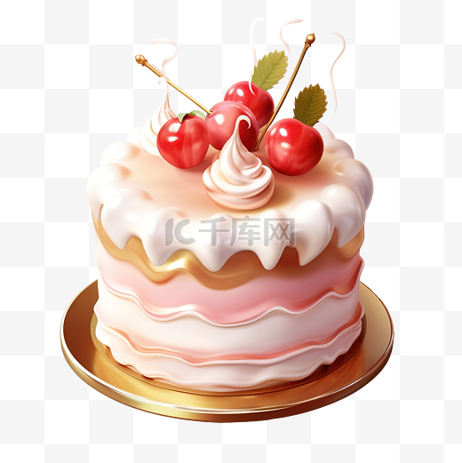 元素生日蛋糕甜食卡通可爱3d渲染png图片