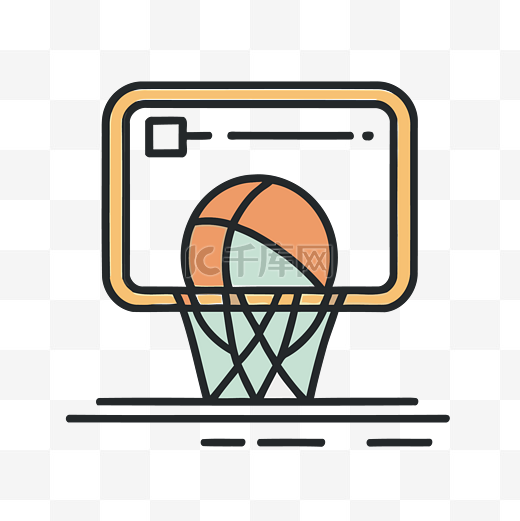 显示篮球框和篮球的图标 向量图片