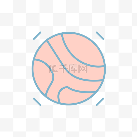 粉色和蓝色的篮球图标，有两条线 向量图片