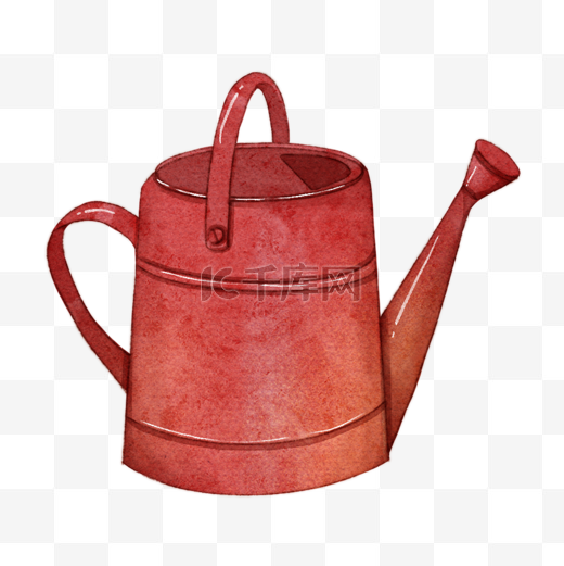 红色铁皮水壶洒水壶图片