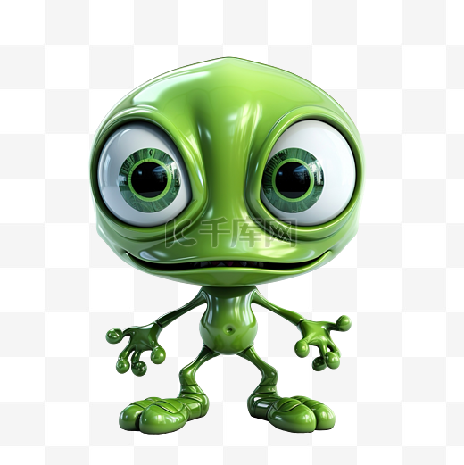 外星人面对着大眼睛的绿色外星生物图片