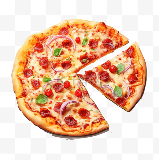 香肠披萨意大利食品切片食谱png ai生成图片
