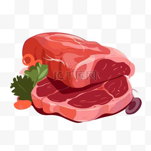 肉剪贴画新鲜牛肉牛排矢量图像插画卡通图片
