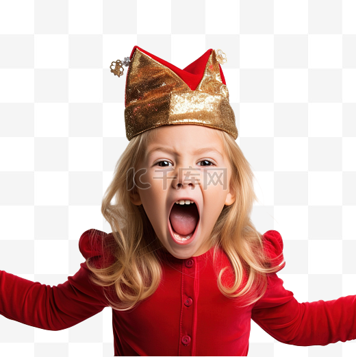 庆祝圣诞节的小女孩愤怒地尖叫图片