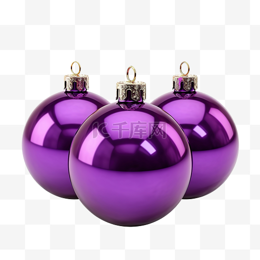 3d圣诞紫色球树装饰png图片