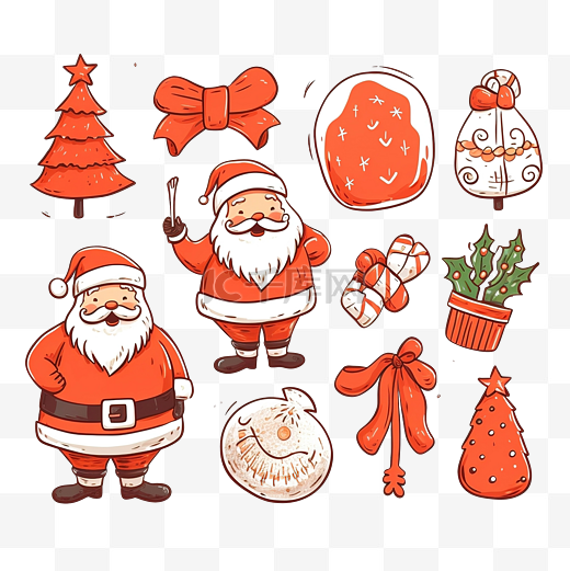 圣诞老人的轮廓与季节性元素假日元素集图片