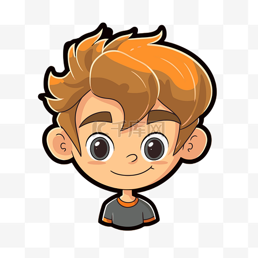 橙发男孩卡通头像 向量图片