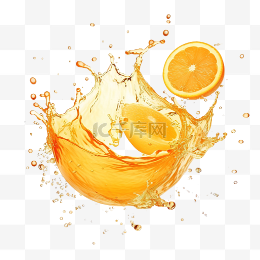 潮湿的橙色橙色飞溅的水滴png ai生成图片