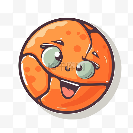 平面卡通橙色球有两只眼睛和微笑的身体剪贴画 向量图片