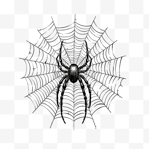 蜘蛛网和蜘蛛万圣节设计手绘矢量图图片