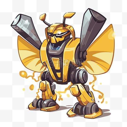 变形金刚剪贴画蜜蜂变形金刚大黄蜂机器人卡通 向量图片