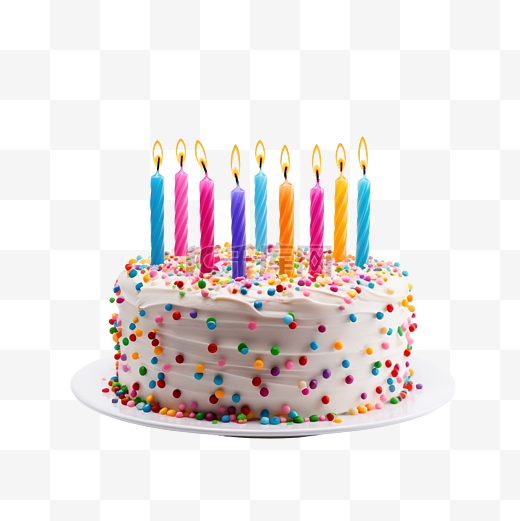 生日快乐蛋糕与彩色蜡烛图片