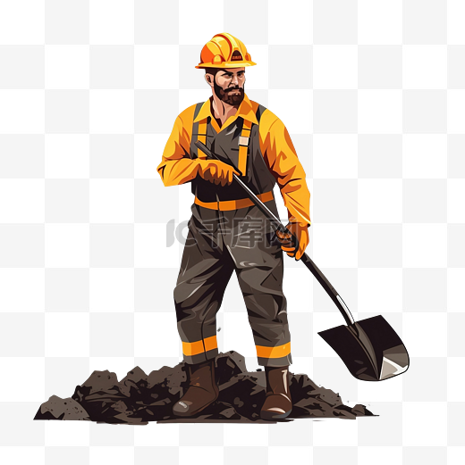 煤矿工人用铲子挖掘图片