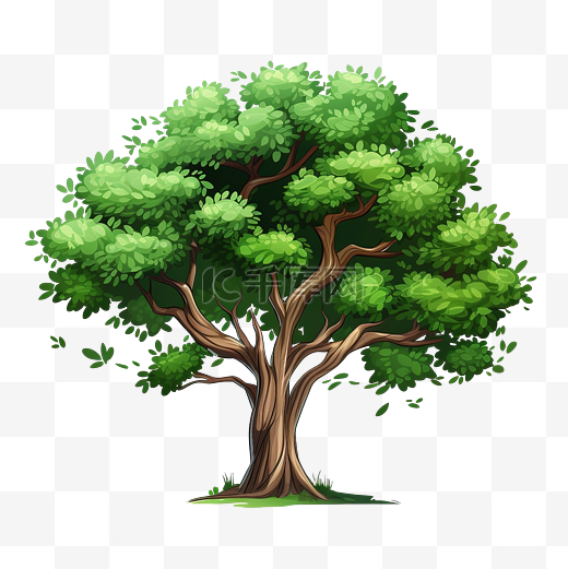 png元素绿树卡通图片