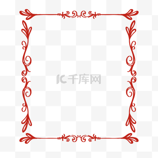 边框新年红色复古简约花纹装饰相框线条图片