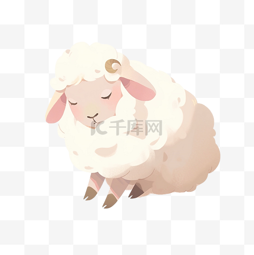 可愛的羊插畫图片