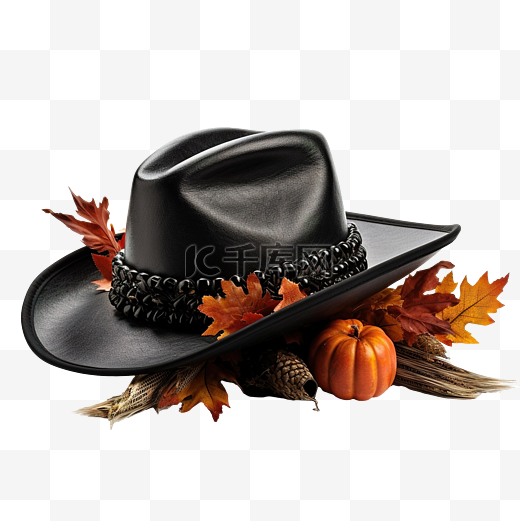 黑色朝圣者帽子感恩节快乐秋季传统收获节日概念图片