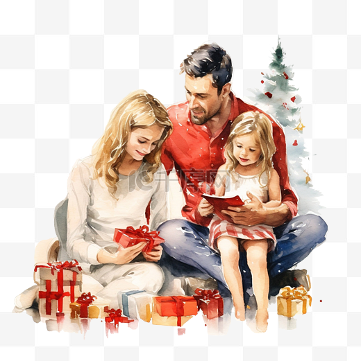 有孩子的家庭在家里一起玩圣诞节图片