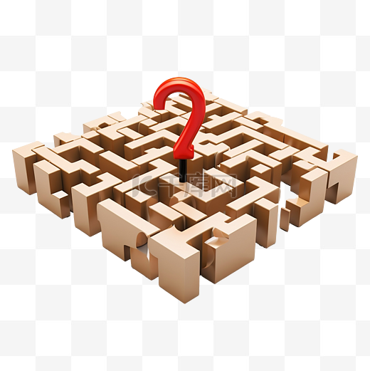 迷宫与问号符号箭头隔离常见问题解答或常见问题寻找解决方案业务策略概念 3d 插图 3d 渲染图片