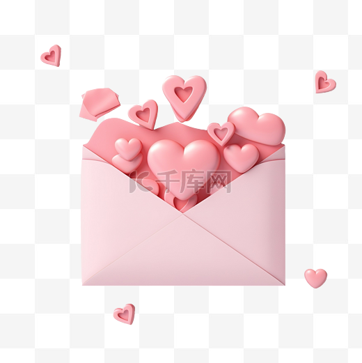 3d 最小爱情信息情人节的作文一个浪漫的信息信封与爱情通知 3d 插图图片