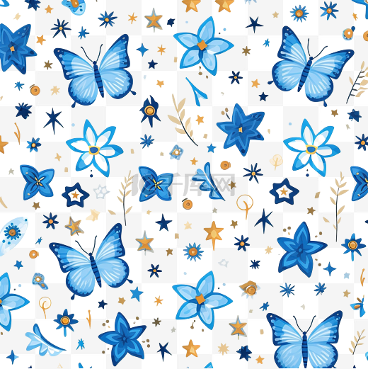光明节图案与星星蝴蝶花朵假日插画图片