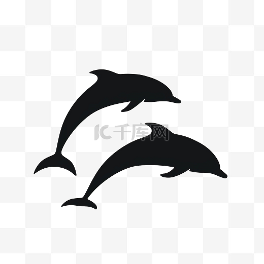 背景中孤立的海洋中跳跃的海豚的剪影图片
