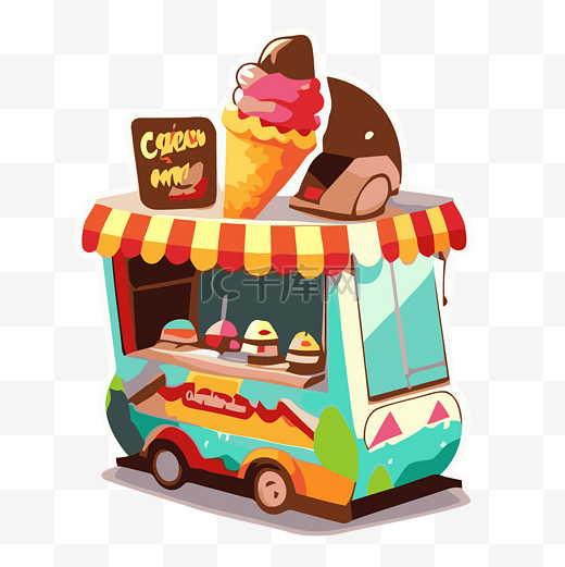 冰淇淋车 3d v3 动画剪贴画 向量图片