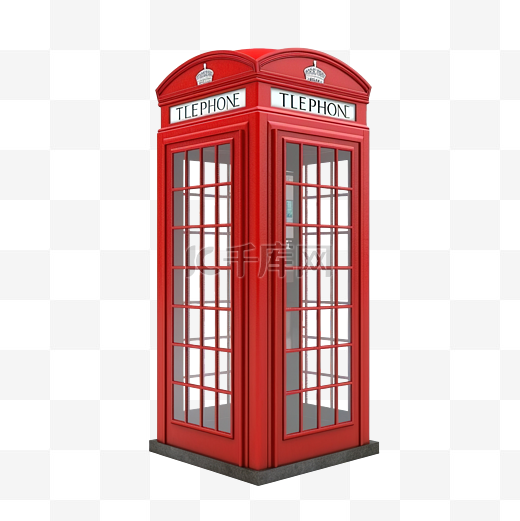 英国红色电话亭隔离图片