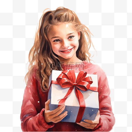 手里拿着礼品盒的女孩幸福的节日圣诞节图片