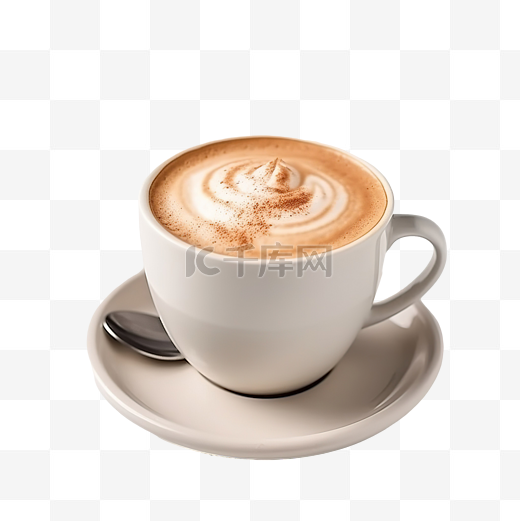一杯带泡沫和吸管 Hygge 风格的卡布奇诺，舒适的早晨温饮咖啡，奶油色赤土色图片