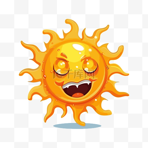 现实的太阳剪贴画我讨厌夏天卡通动画快乐的太阳与有趣的表情在白色背景 рараатваим 向量图片