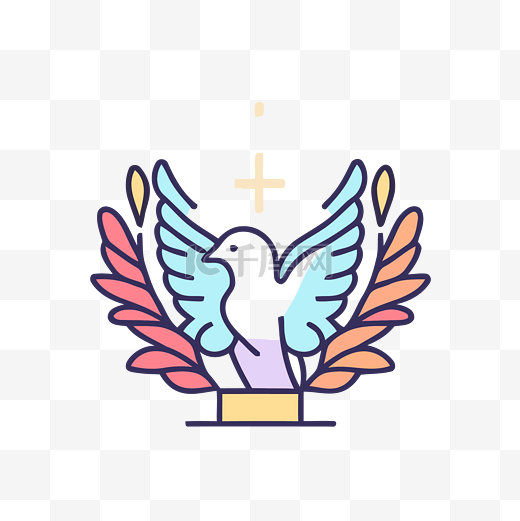 宗教图标设计鸽子崇拜标志 向量图片