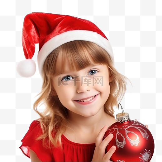 带圣诞装饰的可爱小女孩的肖像图片